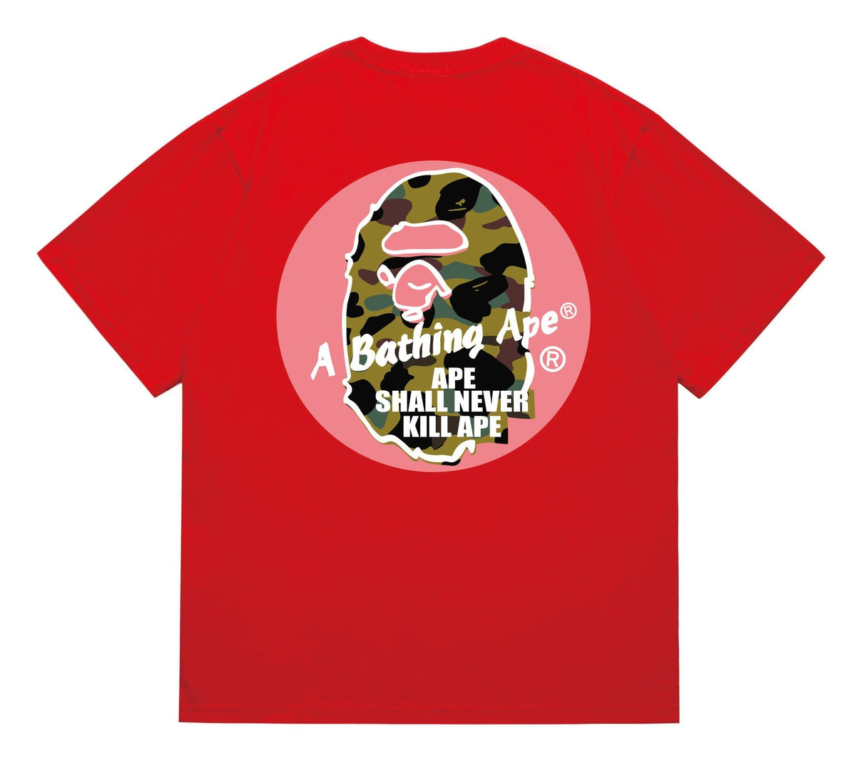 BAPE Pink Accent Ape Circle Graphic T-Shirt — back