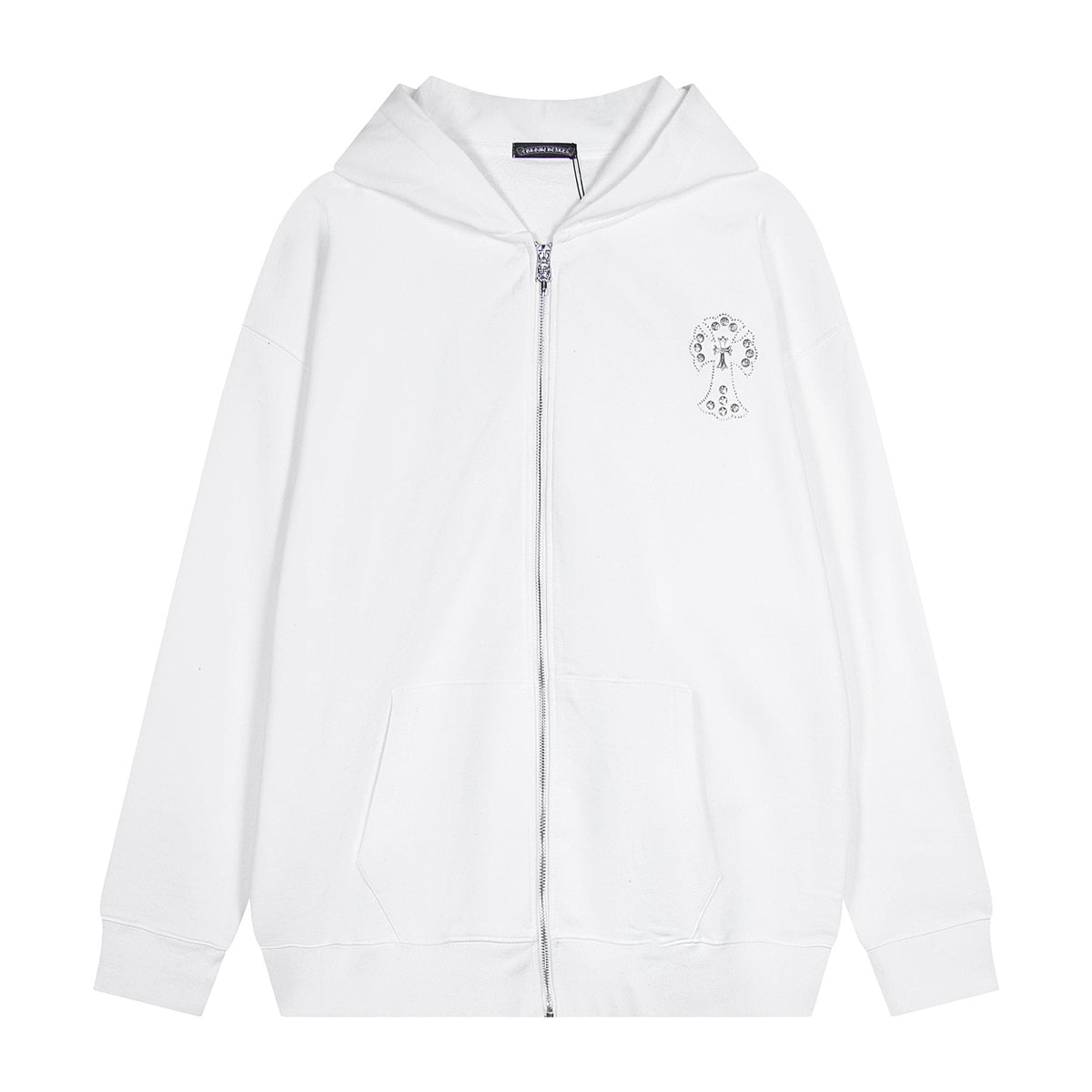 Chrome Hearts Floral Cross Graphic Full-Zip Hoodie — front