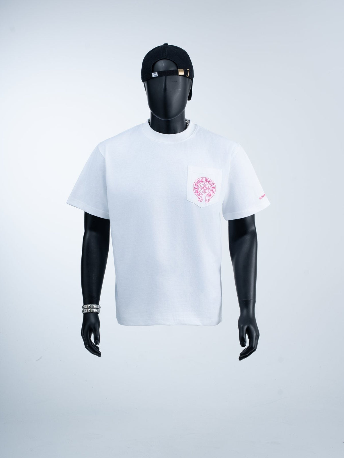 Chrome Hearts Pink Back Graphic Pocket T-Shirt — front
