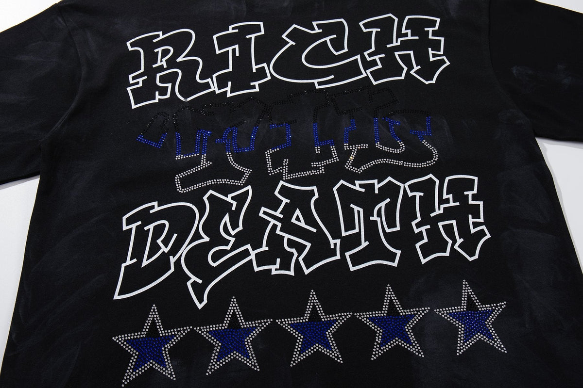 BKYS Revival Rich Death Rhinestone Graphic T-Shirt — detail